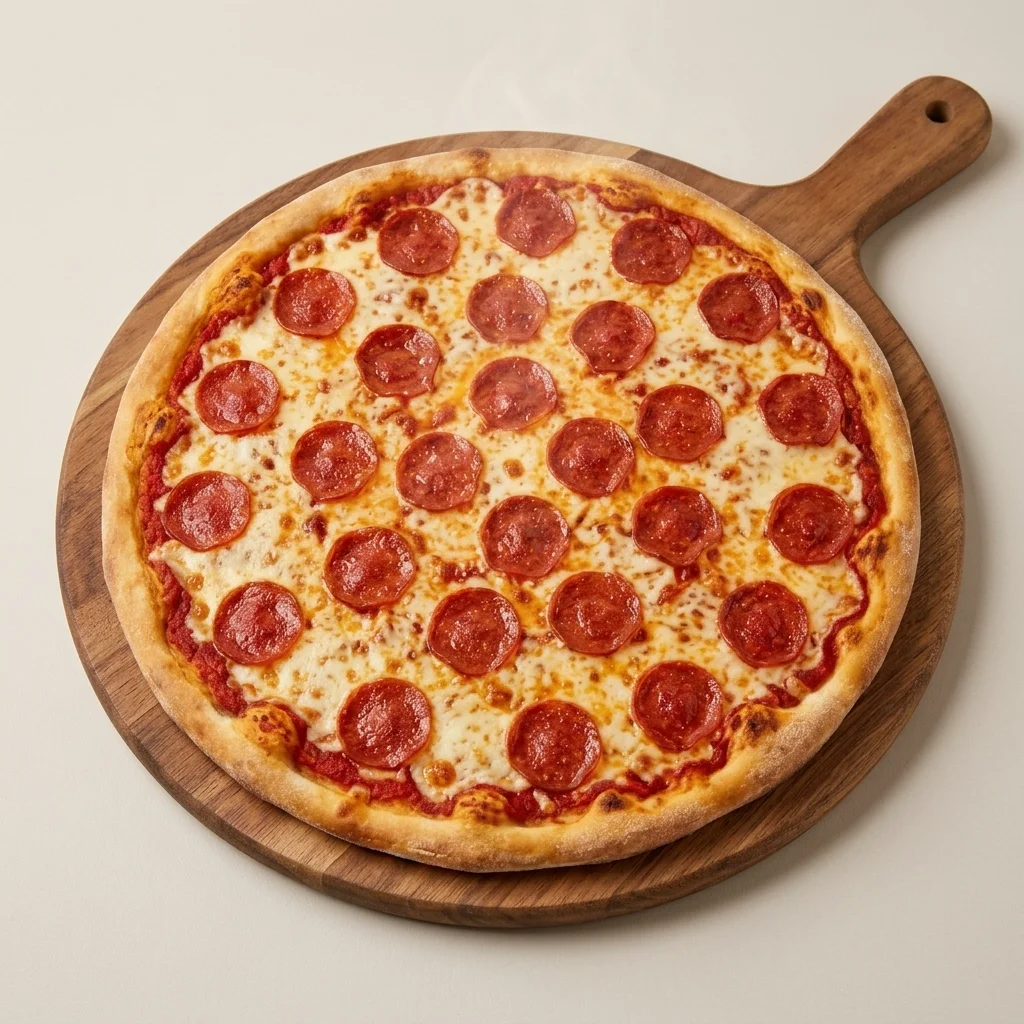 Classic pepperoni pizza with melted mozzarella from Binge Pizza in southeast Calgary